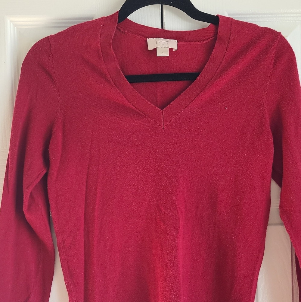 LOFT Vibrant Red Knit Top